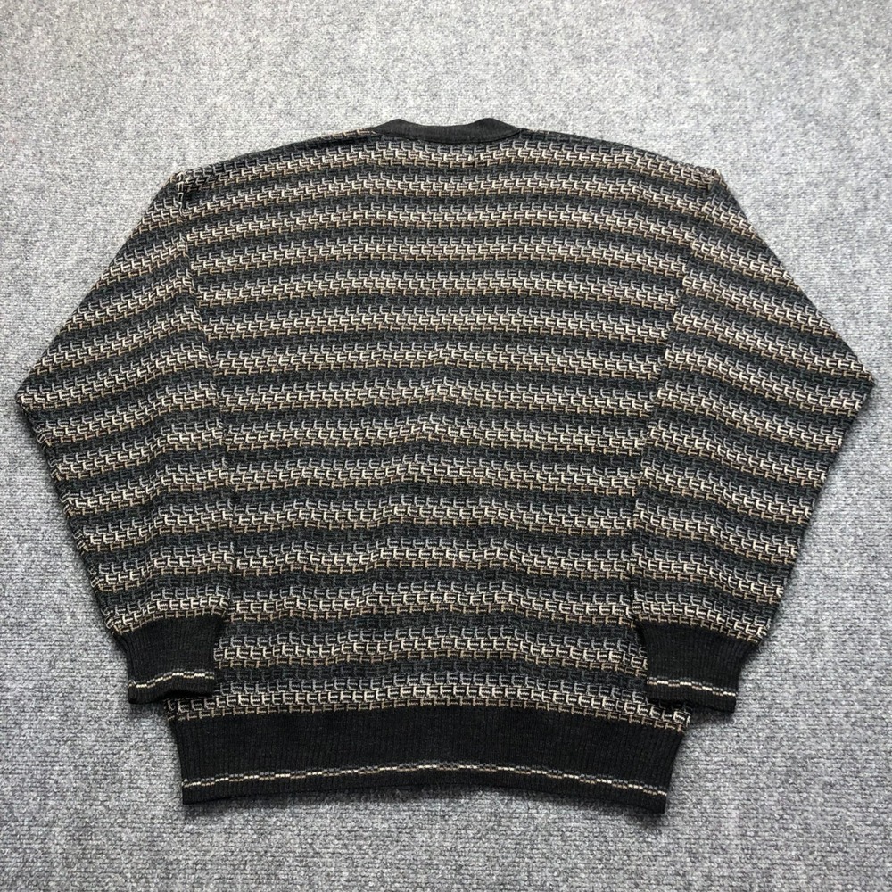 Florence Tricot Mens Cardigan Sweater Medium Black Grey Wool Blend Made in Italy - Picture 6 of 7